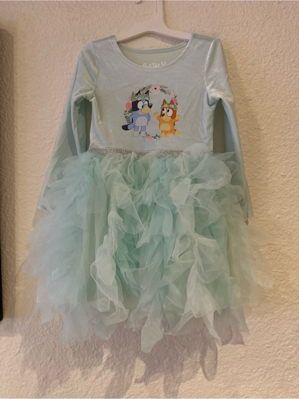 Bluey Mint Tulle Party Dress - Light Green Kids Costume